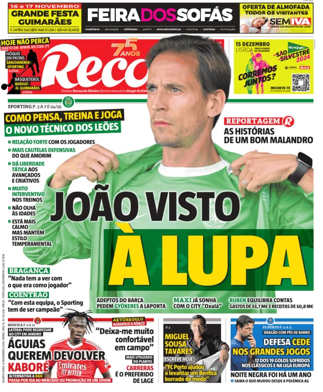 Capa jornal Record 2024-11-13