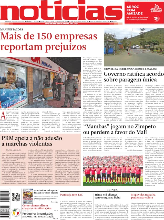 Capa jornal Notícias 2024-11-13