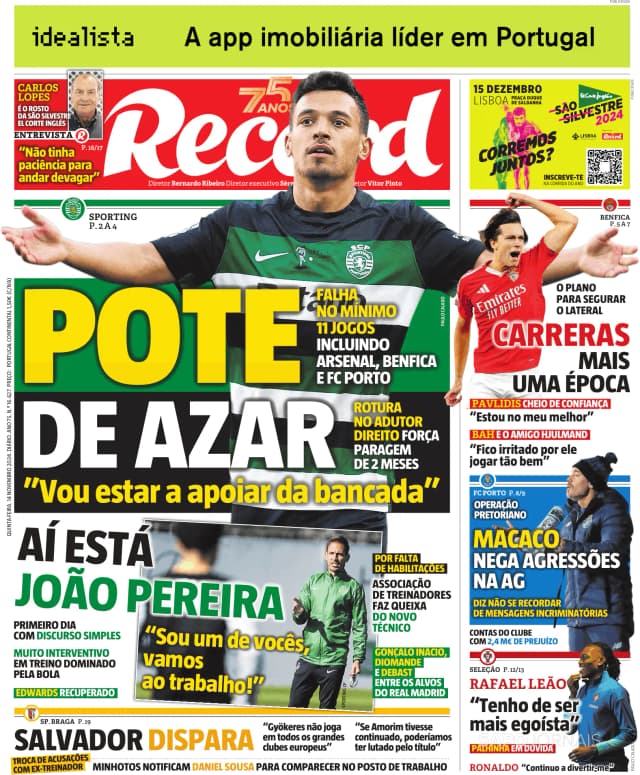 Capa jornal Record 2024-11-14