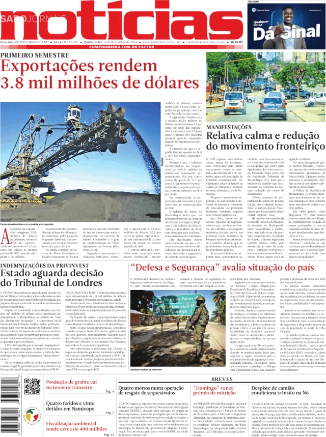 Capa jornal Notícias 2024-11-14