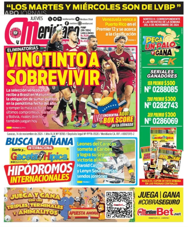 Capa jornal Meridiano 2024-11-14