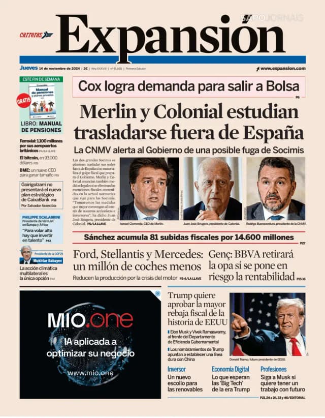 Capa jornal Expansión 2024-11-14