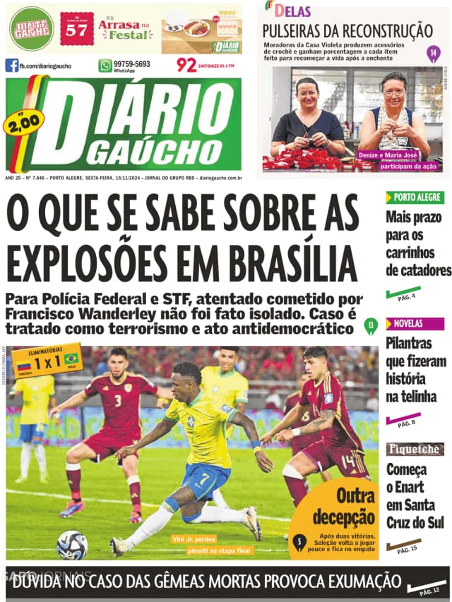 Capa jornal Diário Gaúcho 2024-11-15