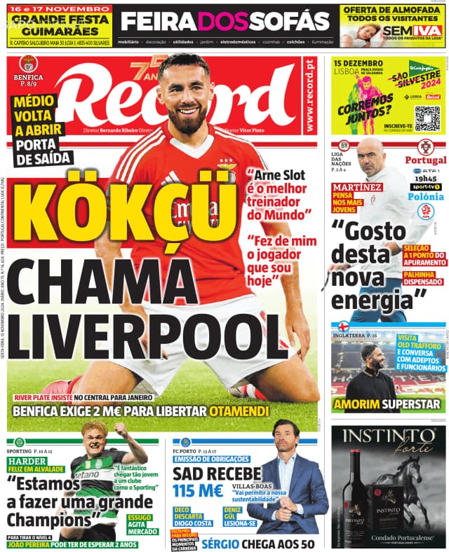 Capa jornal Record 2024-11-15