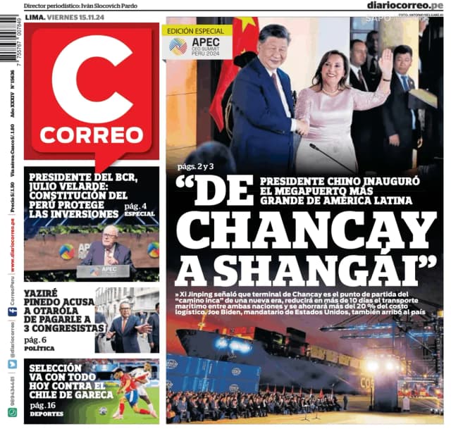 Capa jornal Correo Edición Lima 2024-11-15