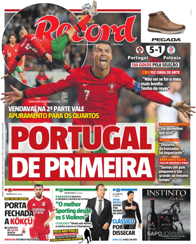 Capa jornal Record 2024-11-16