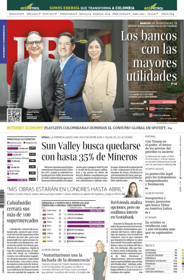 Capa jornal La Republica 2024-11-16