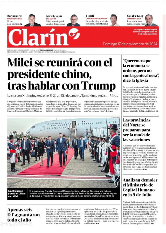 Capa jornal Clarín 2024-11-17