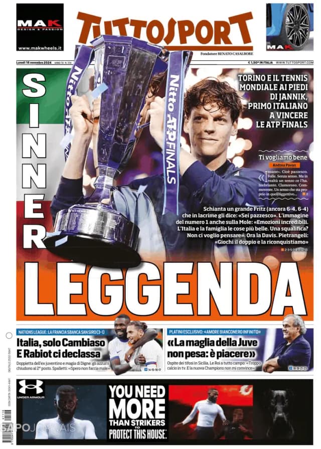 Capa jornal Tuttosport 2024-11-18