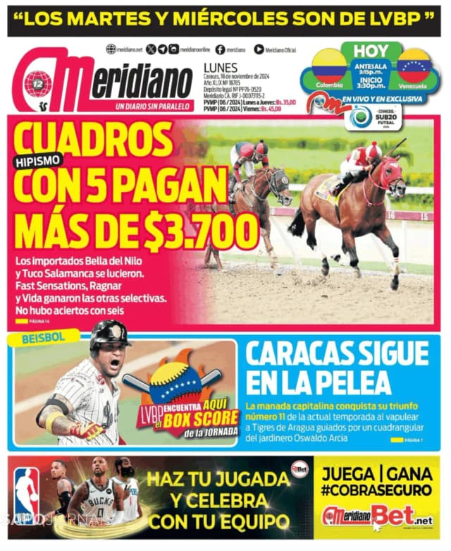 Capa jornal Meridiano 2024-11-18