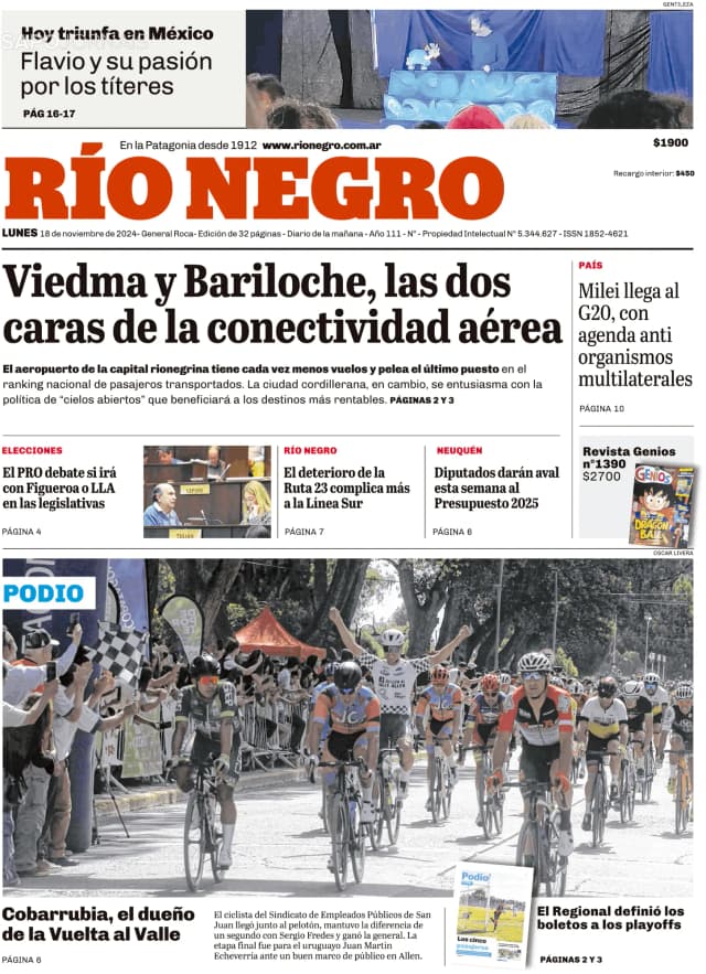 Capa jornal Rio Negro 2024-11-18