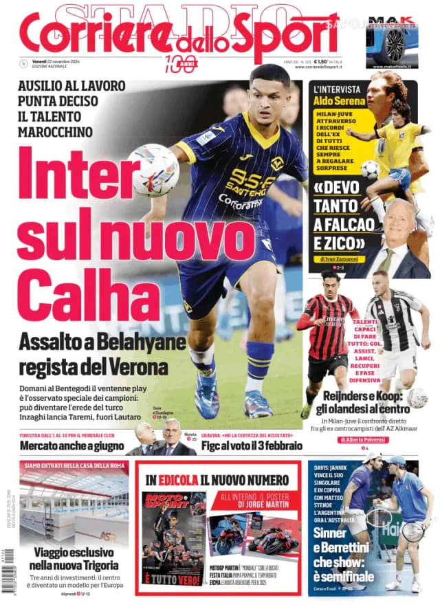 Capa jornal Corriere dello Sport 2024-11-22