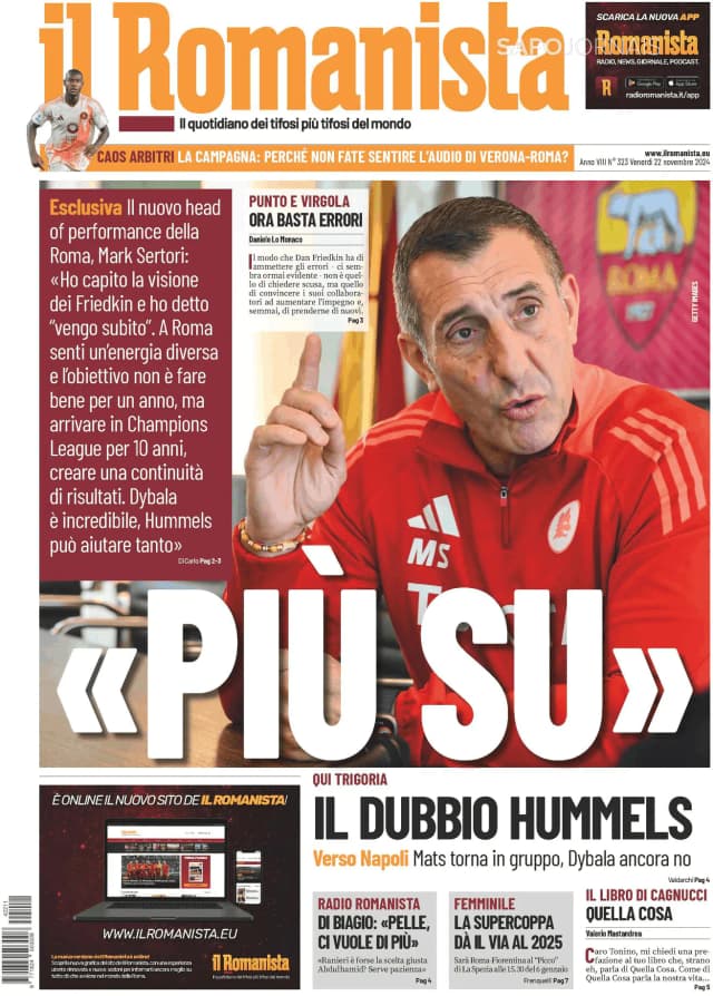 Capa jornal Il Romanista 2024-11-22