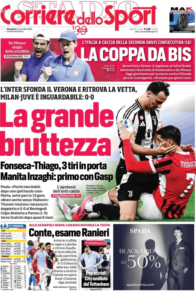 Capa jornal Corriere dello Sport 2024-11-24