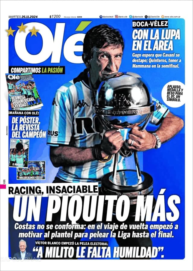 Capa jornal Olé 2024-11-26