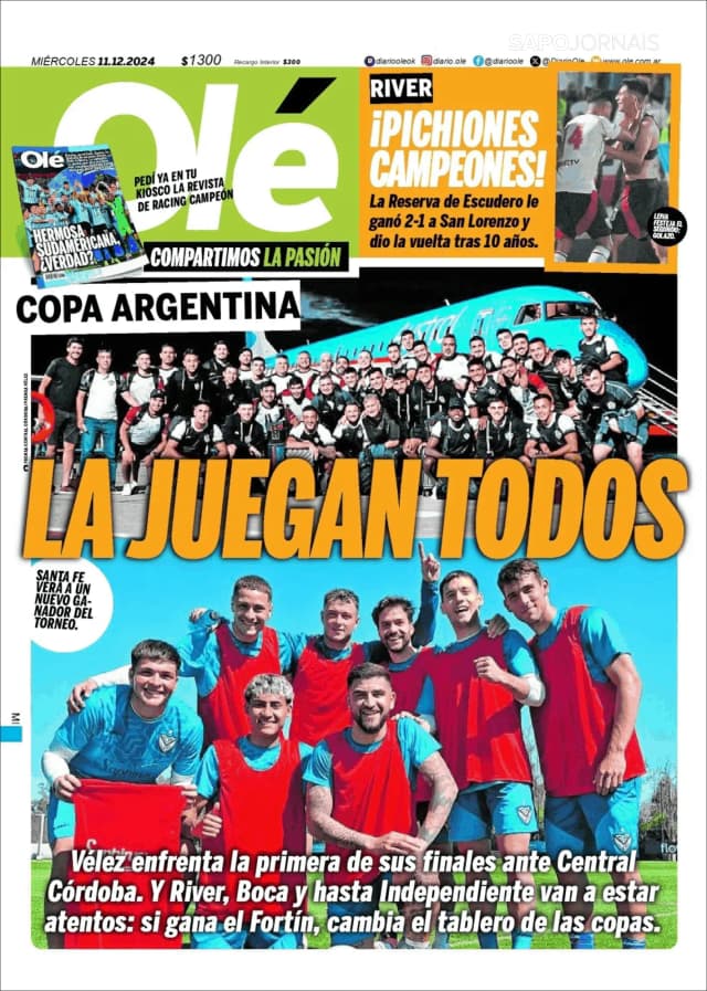 Capa jornal Olé 2024-12-11