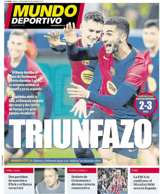 Capa jornal Mundo Deportivo (Madrid) 2024-12-12