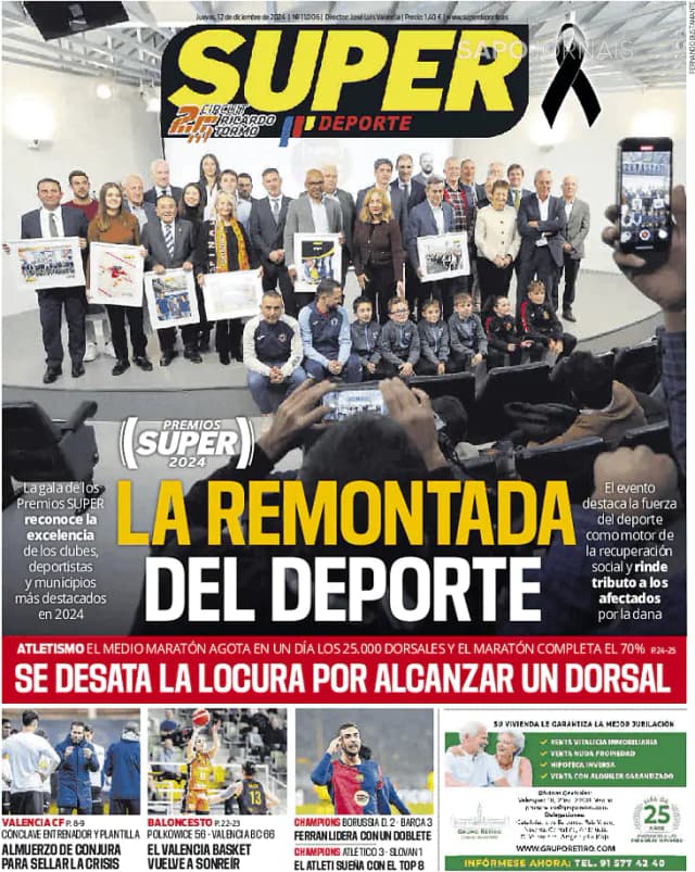 Capa jornal Super Deporte 2024-12-12