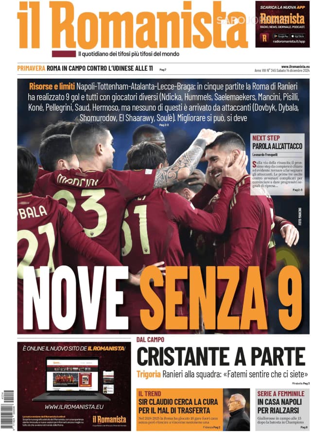 Capa jornal Il Romanista 2024-12-14