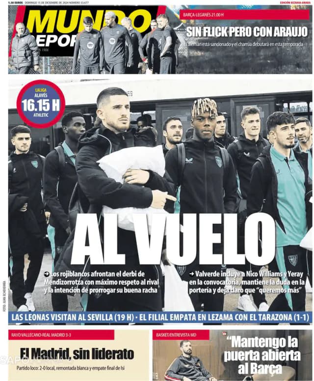 Capa jornal Mundo Deportivo (Bizkaia-Araba) 2024-12-15