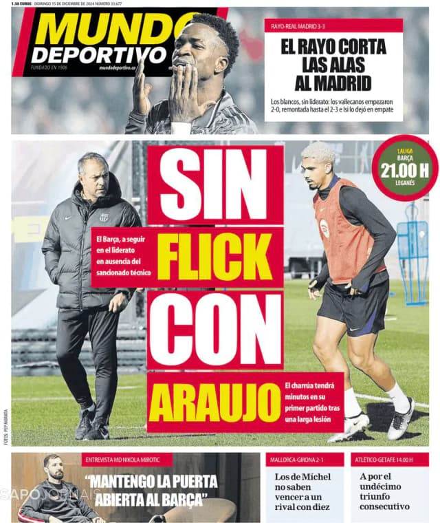 Capa jornal Mundo Deportivo (Madrid) 2024-12-15