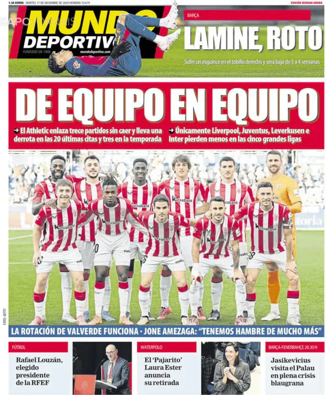 Capa jornal Mundo Deportivo (Bizkaia-Araba) 2024-12-17