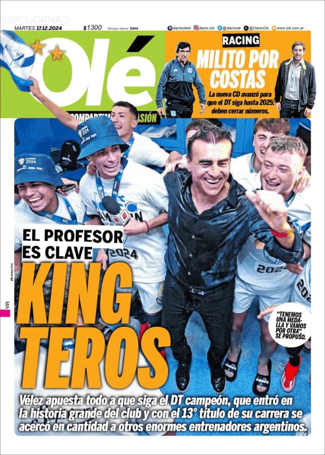 Capa jornal Olé 2024-12-17