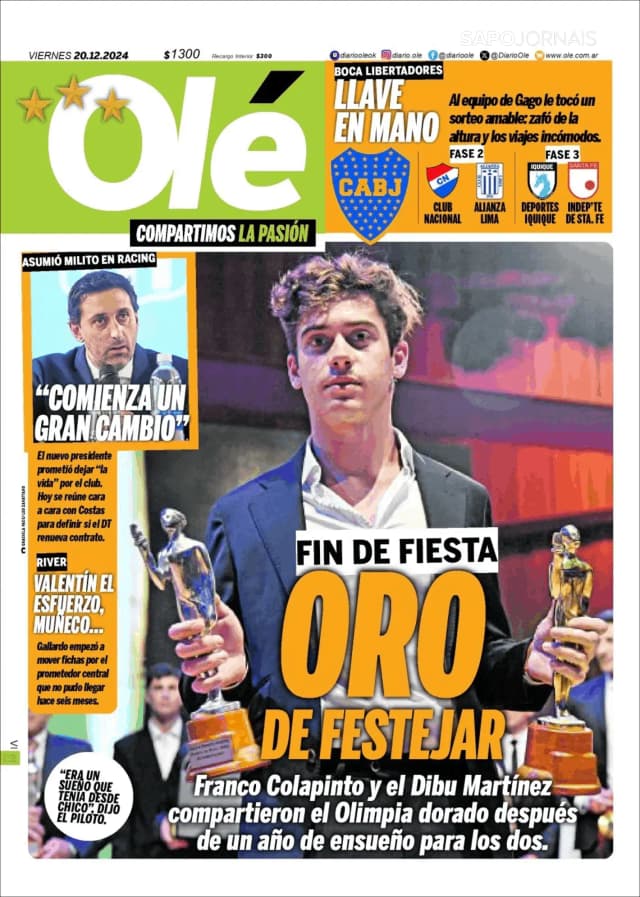 Capa jornal Olé 2024-12-20