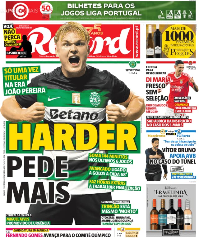 Capa jornal Record 2024-12-21