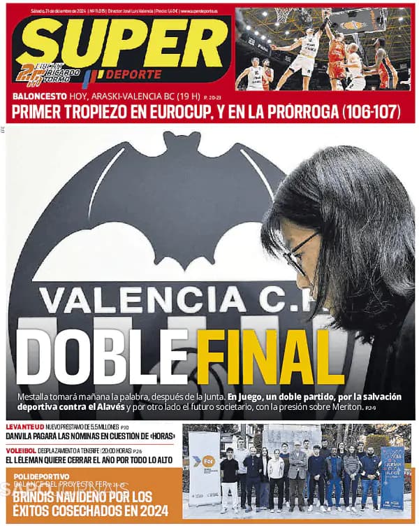 Capa jornal Super Deporte 2024-12-21