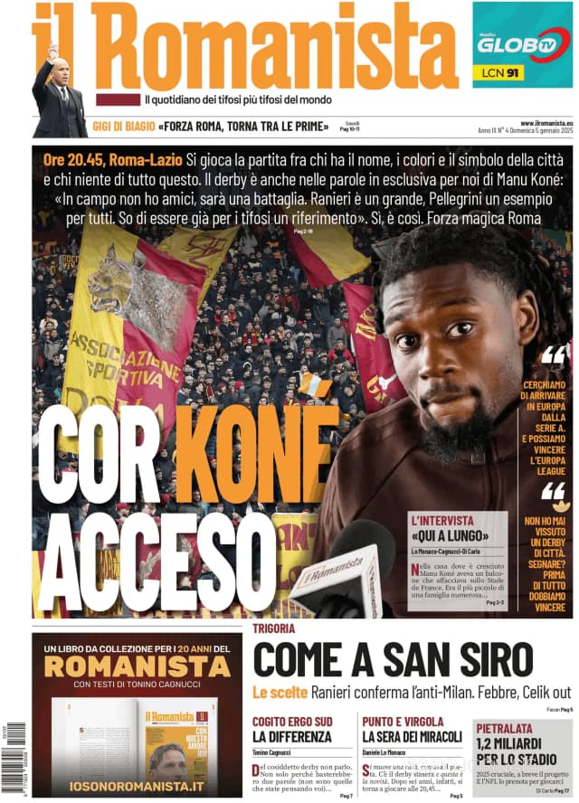 Capa jornal Il Romanista 2025-01-05