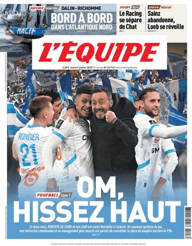 Capa jornal L'Équipe 2025-01-07