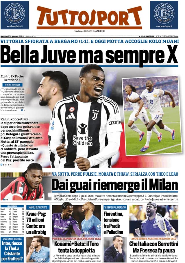 Capa jornal Tuttosport 2025-01-15