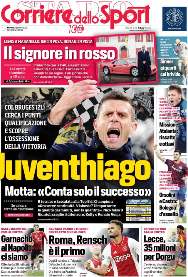 Capa jornal Corriere dello Sport 2025-01-21