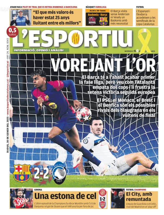 Capa jornal L'esportiu 2025-01-30