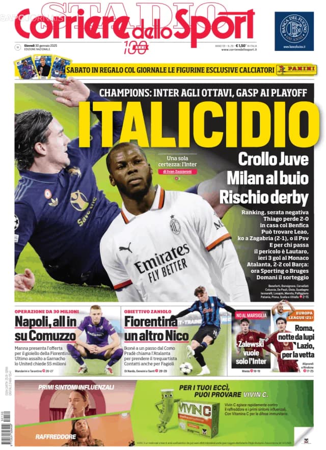 Capa jornal Corriere dello Sport 2025-01-30