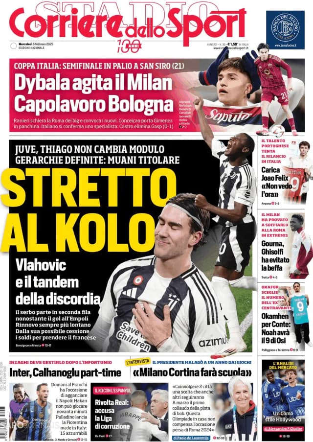 Capa jornal Corriere dello Sport 2025-02-05