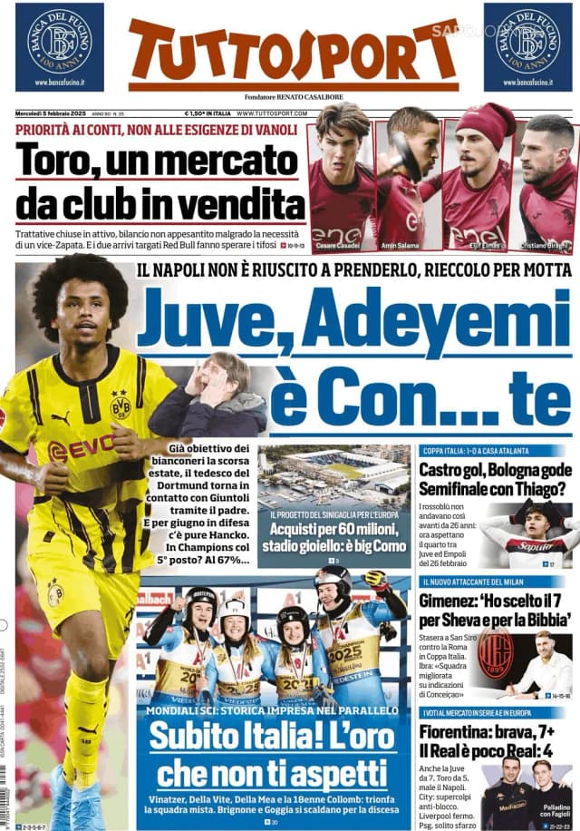 Capa jornal Tuttosport 2025-02-05