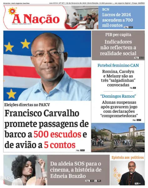 Capa jornal A Nação 2025-02-20