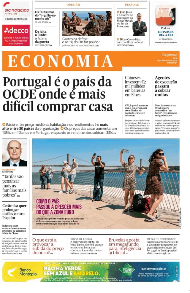 Capa jornal Economia/ Expresso 2025-02-21