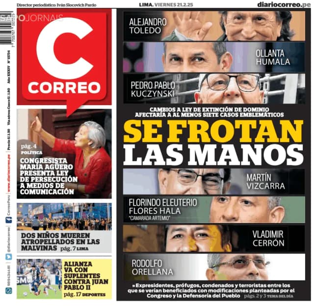 Capa jornal Correo Edición Lima 2025-02-21