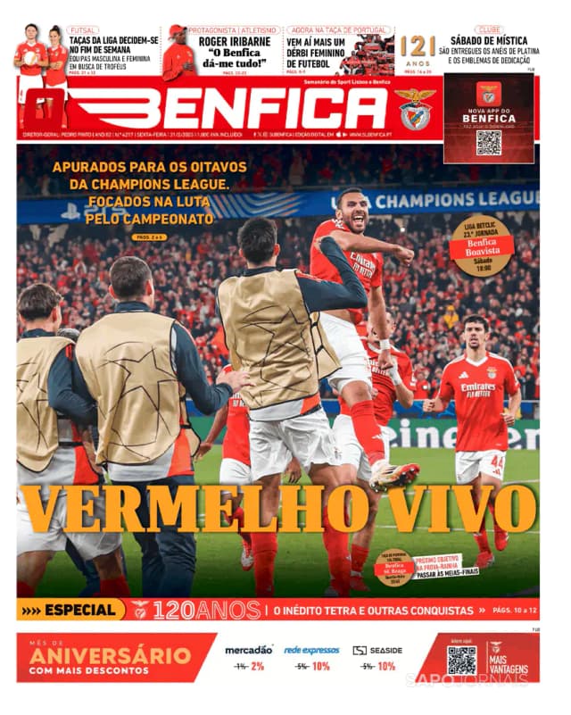 Capa jornal O Benfica 2025-02-21