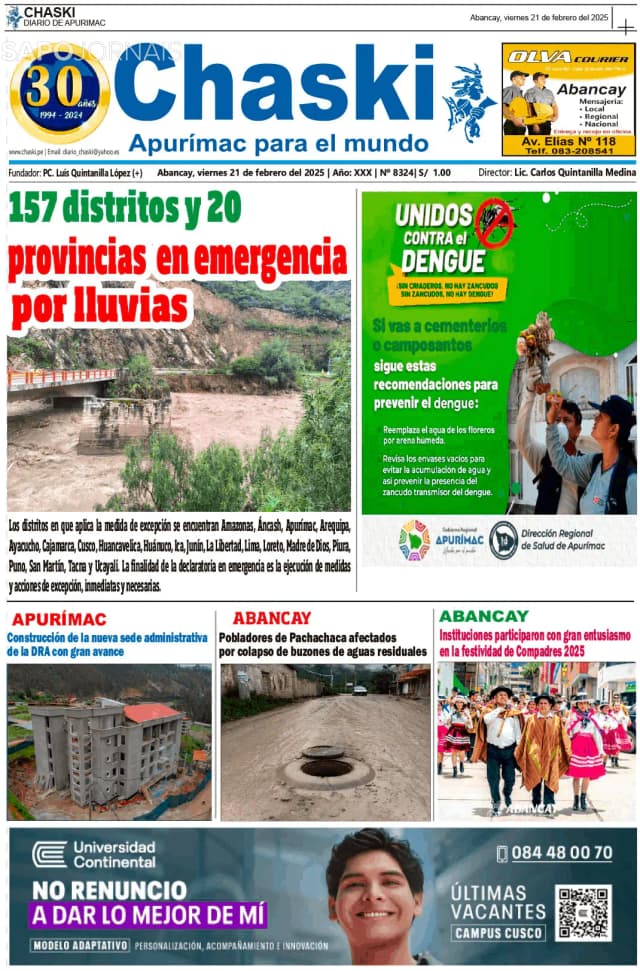 Capa jornal Chaski 2025-02-21