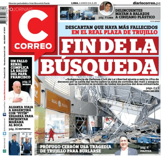 Capa jornal Correo Edición Lima 2025-02-24