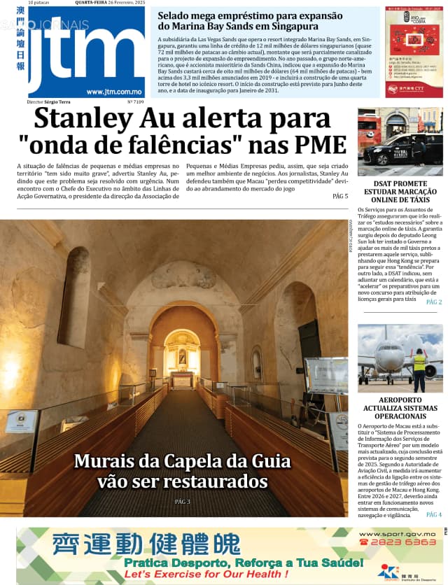 Capa jornal Jornal Tribuna de Macau 2025-02-26