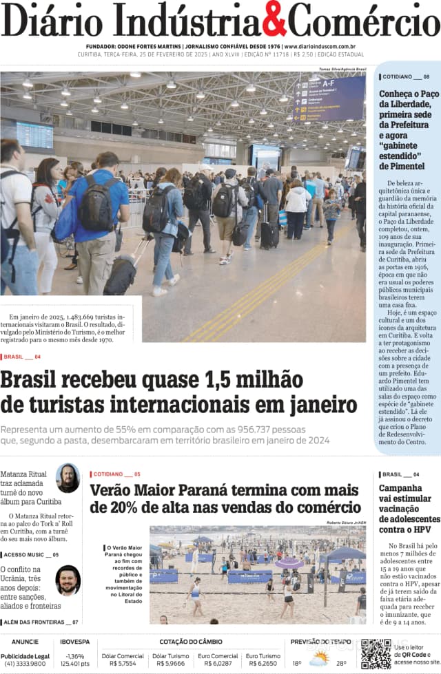 Capa jornal Diário Indústria & Comércio 2025-02-25