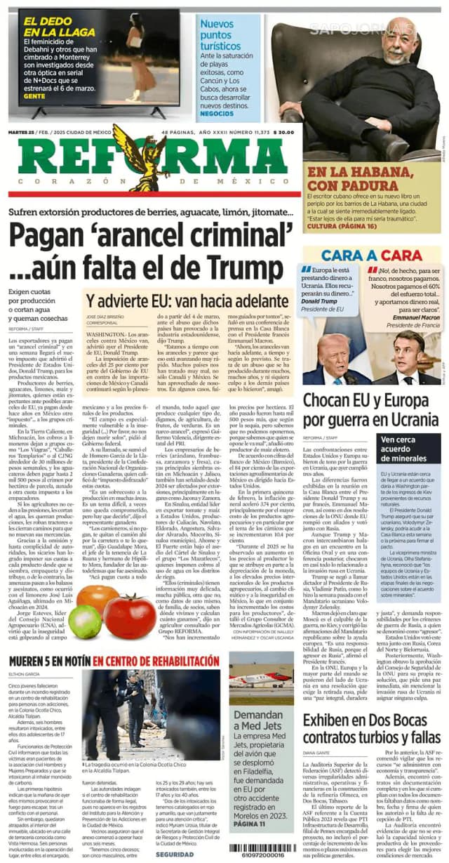 Capa jornal Reforma 2025-02-25