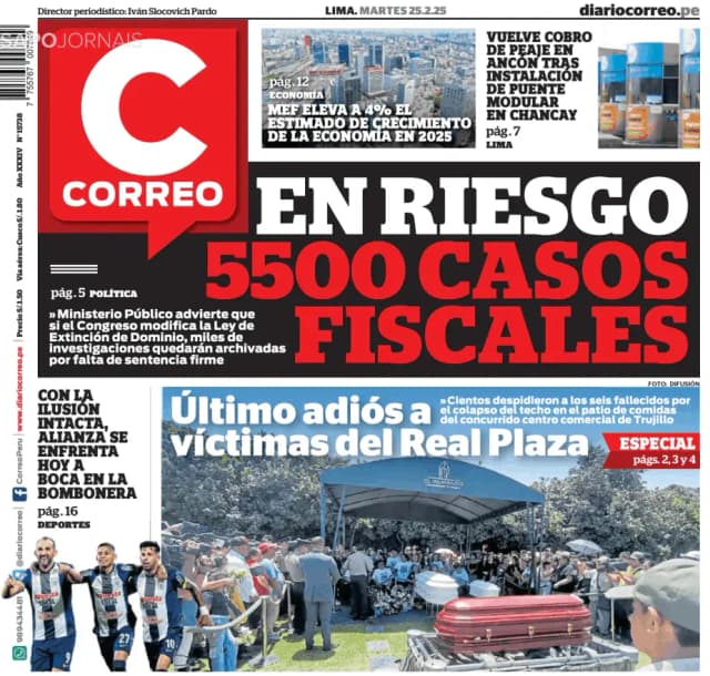 Capa jornal Correo Edición Lima 2025-02-25