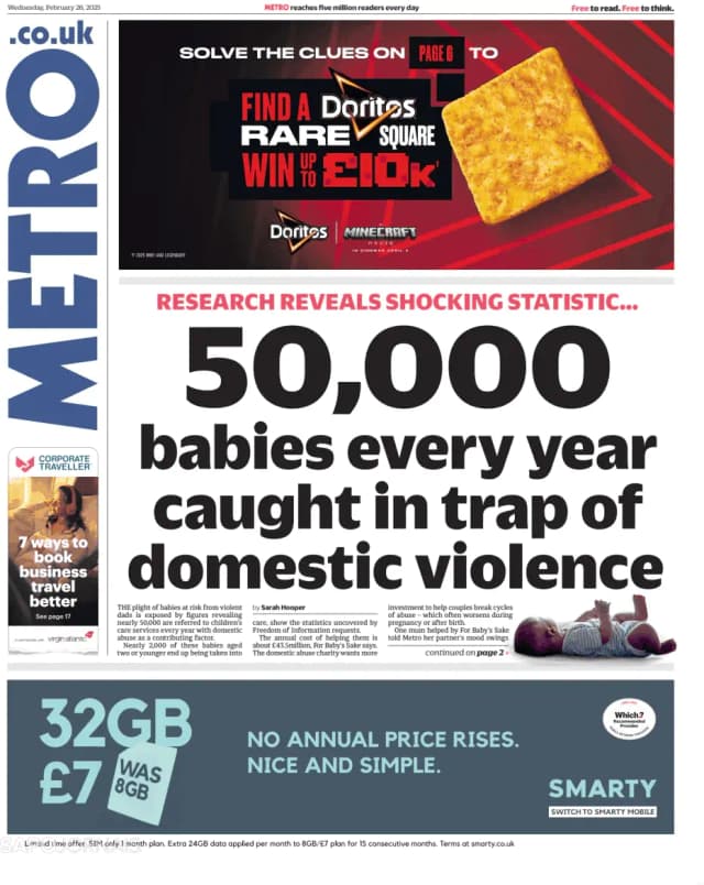 Capa jornal Metro London 2025-02-26