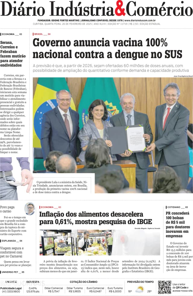 Capa jornal Diário Indústria & Comércio 2025-02-26